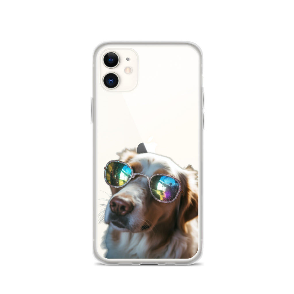 Glasses Dog L Clear Case for iPhone