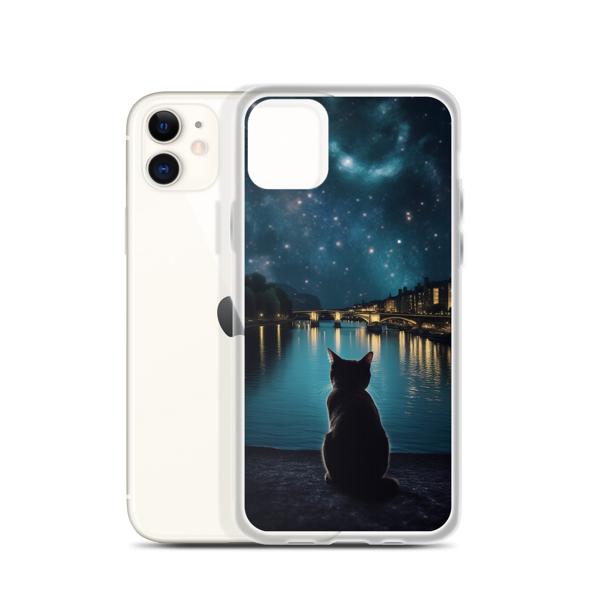 Starry Cat D Clear Case for iPhone