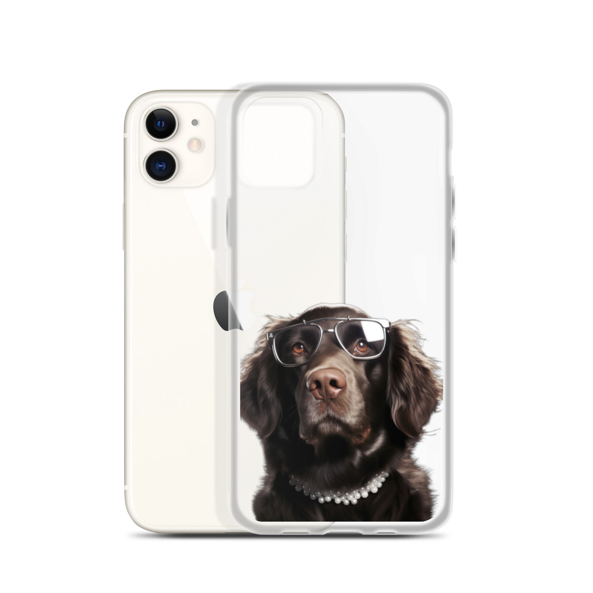 Glasses Dog J Clear Case for iPhone