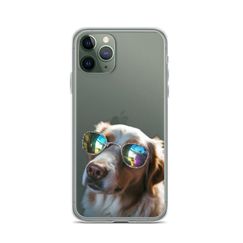 Glasses Dog L Clear Case for iPhone