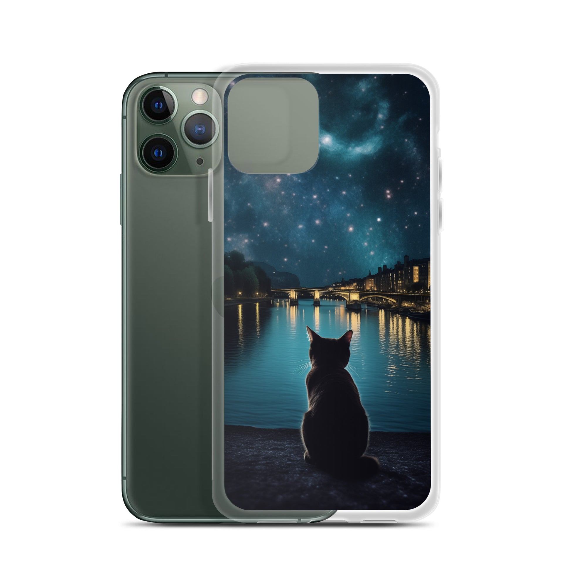 Starry Cat D Clear Case for iPhone