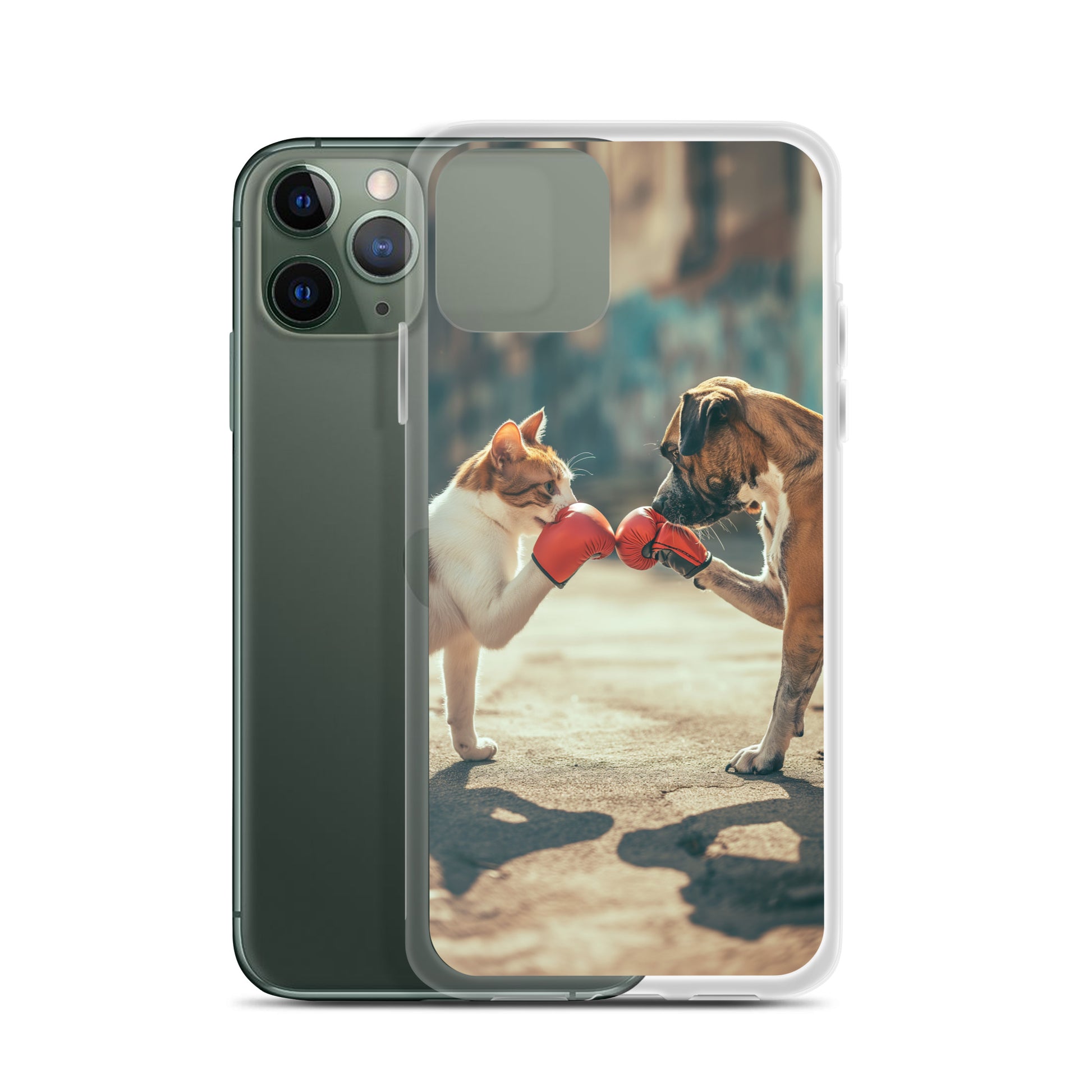 Boxing Dog n Cat F Clear Case for iPhone®