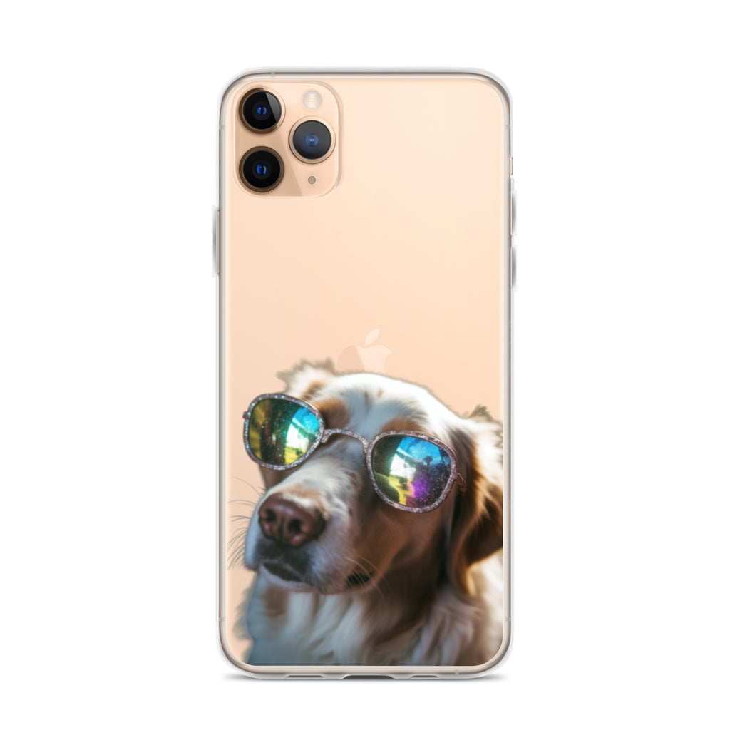 Glasses Dog L Clear Case for iPhone