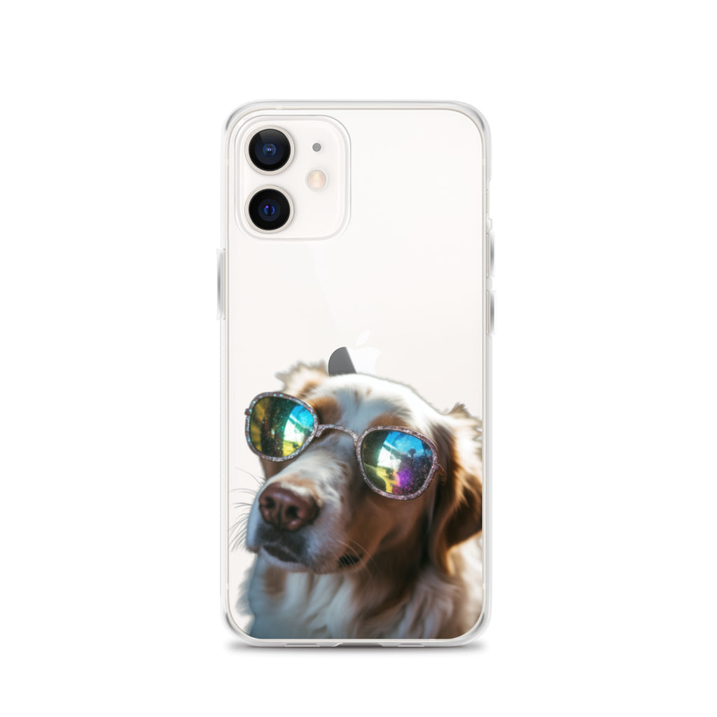 Glasses Dog L Clear Case for iPhone