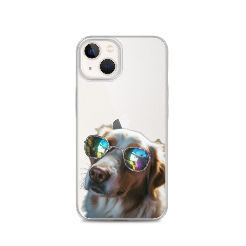 Glasses Dog L Clear Case for iPhone