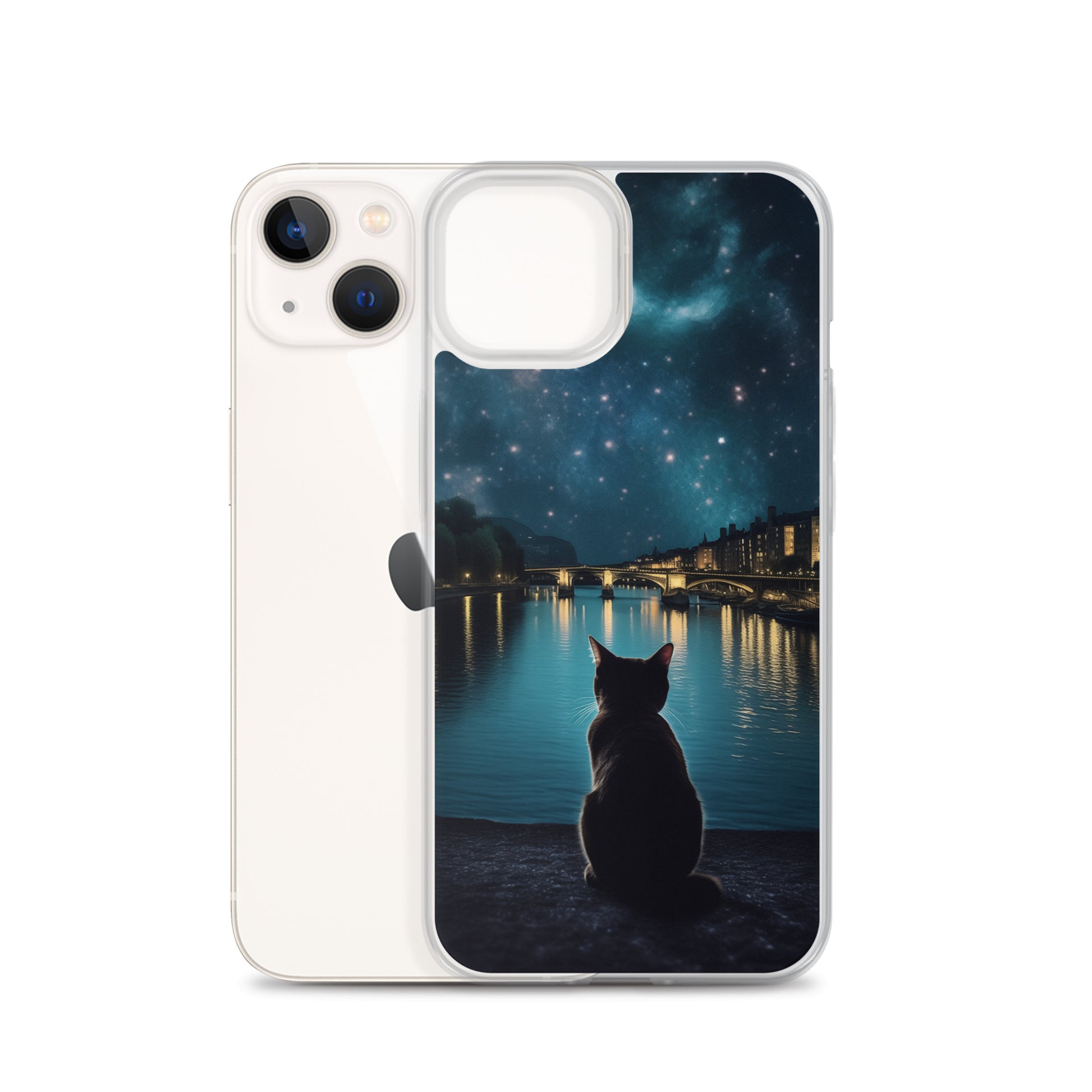 Starry Cat D Clear Case for iPhone