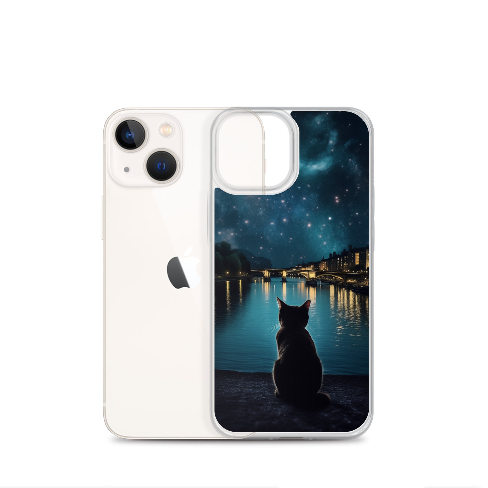 Starry Cat D Clear Case for iPhone
