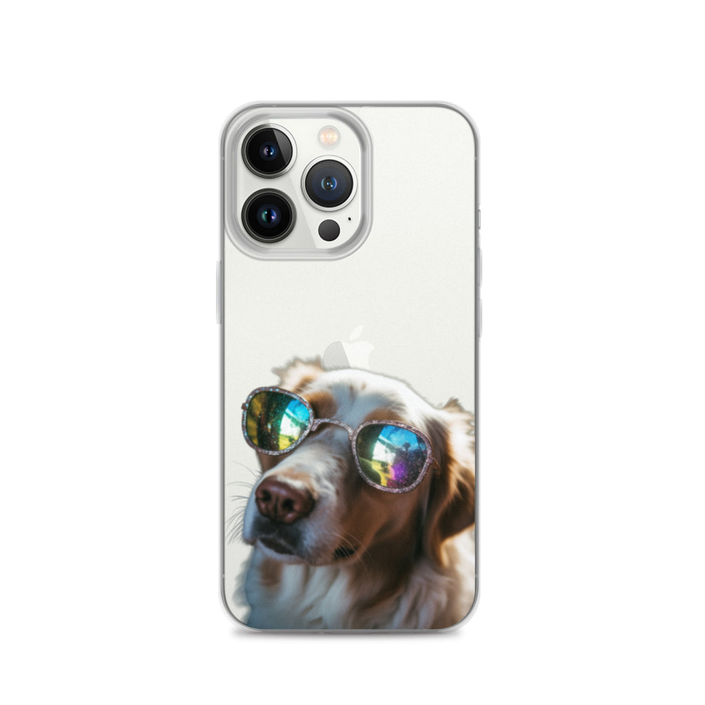 Glasses Dog L Clear Case for iPhone