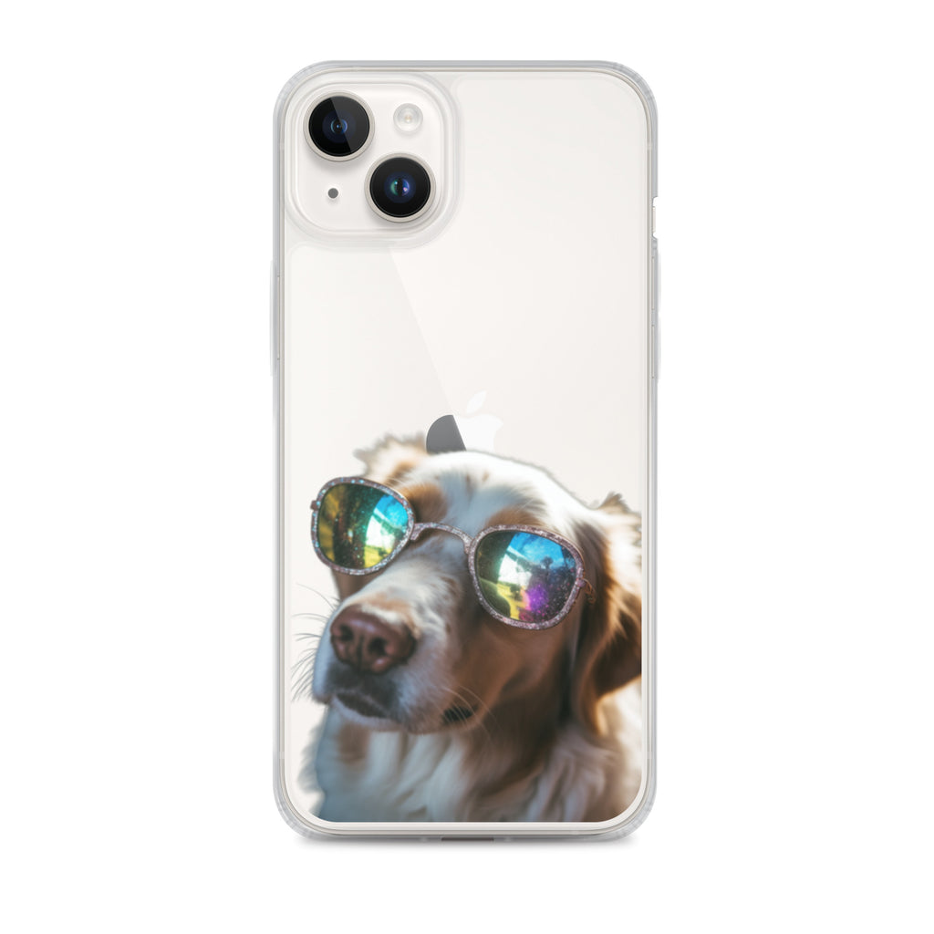 Glasses Dog L Clear Case for iPhone