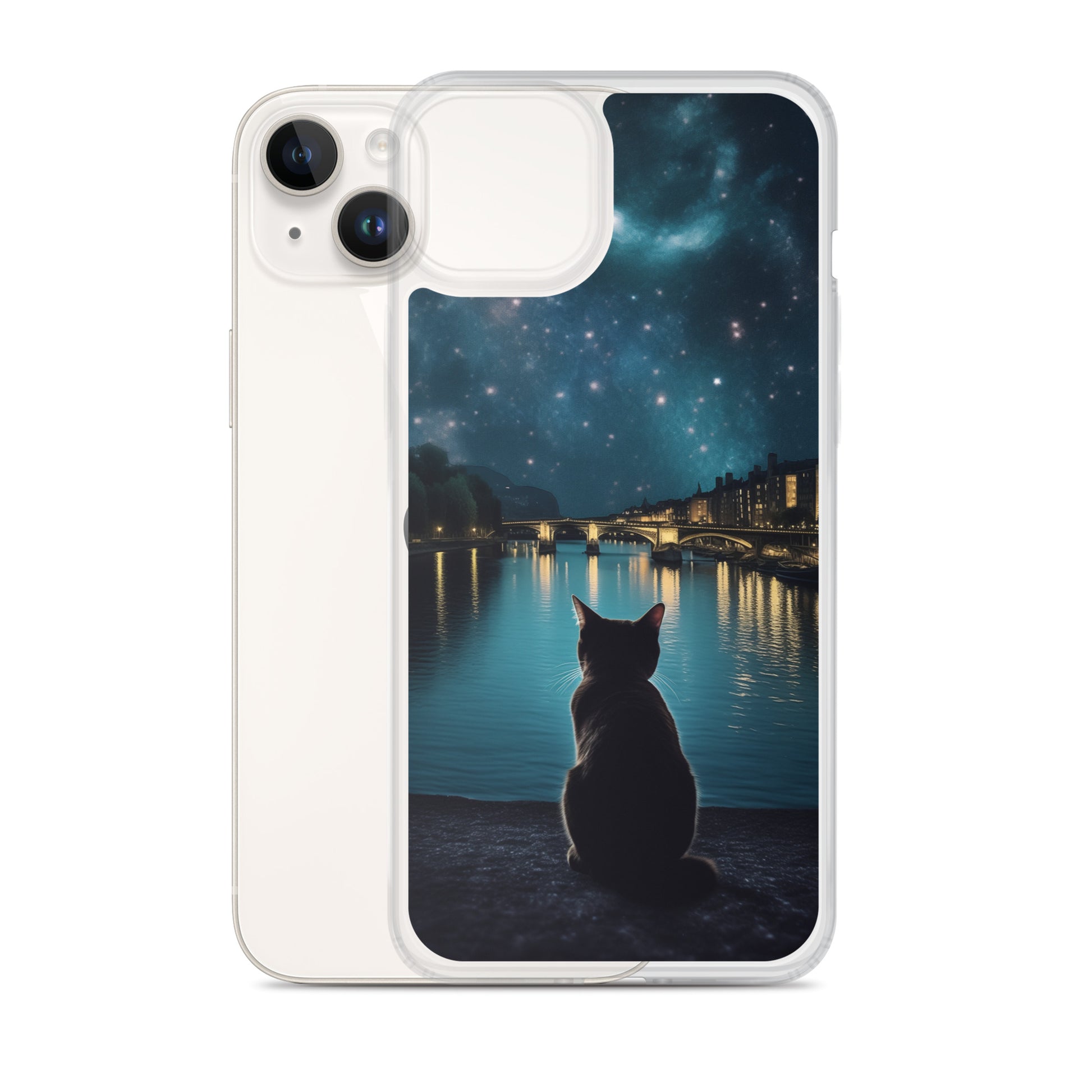 Starry Cat D Clear Case for iPhone