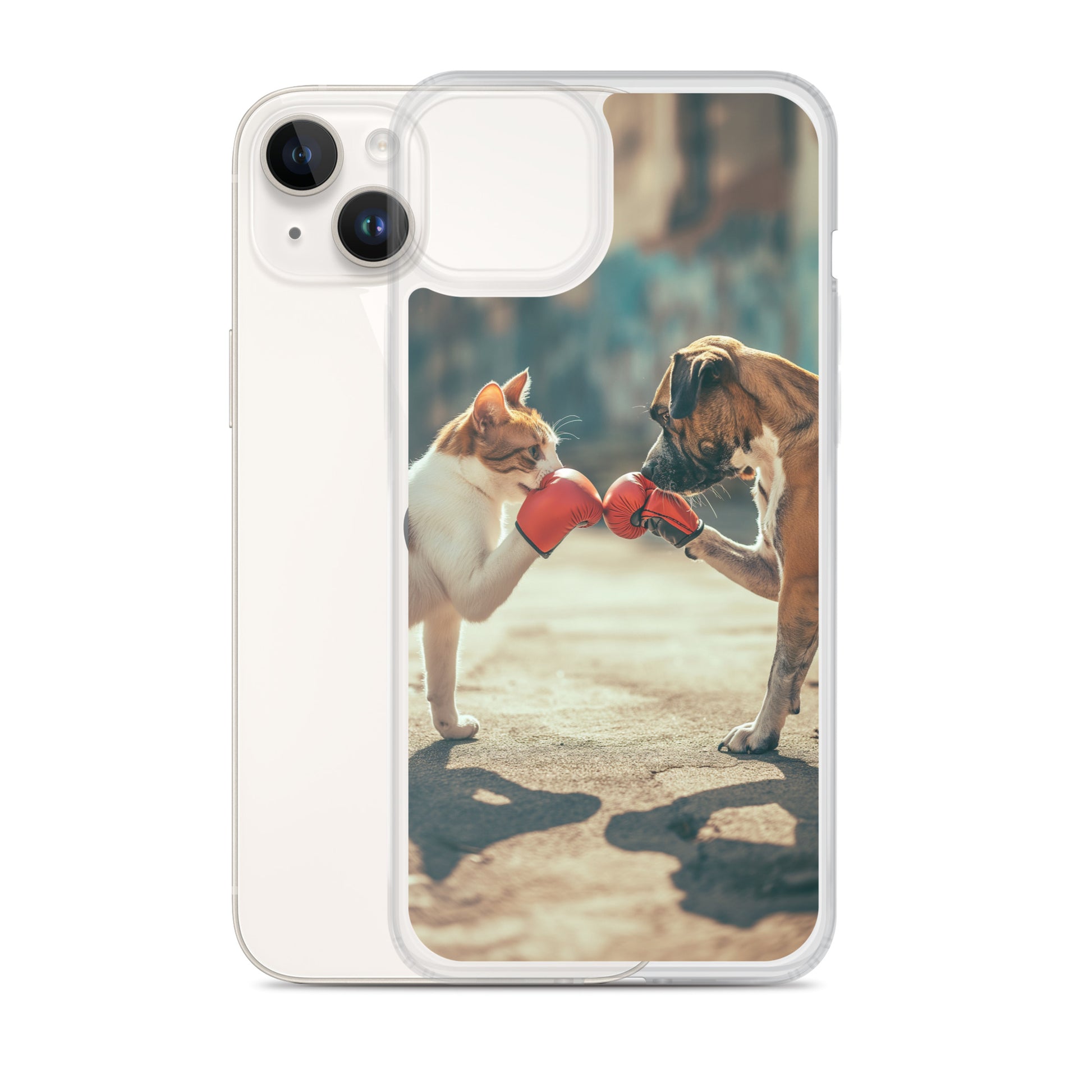 Boxing Dog n Cat F Clear Case for iPhone®