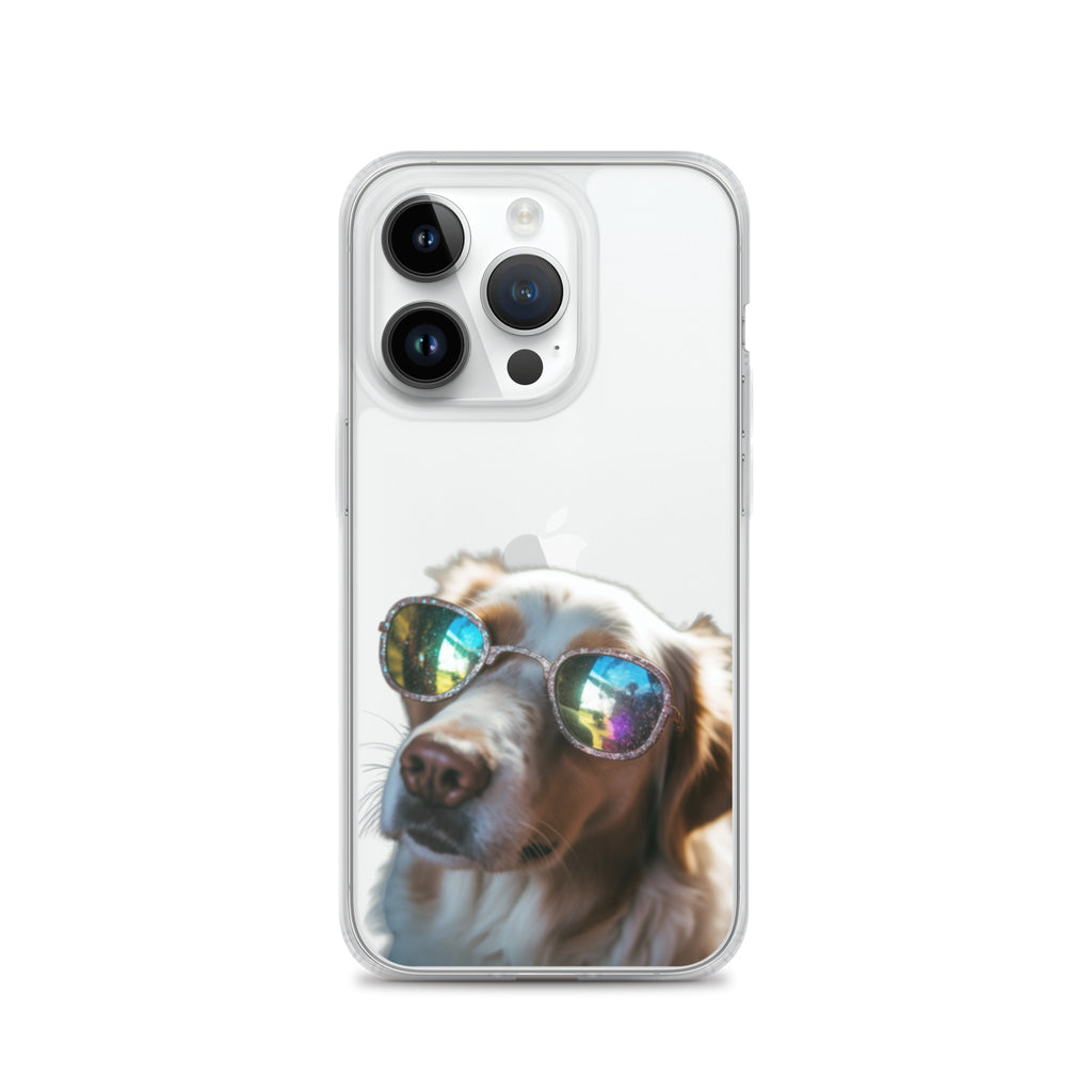 Glasses Dog L Clear Case for iPhone