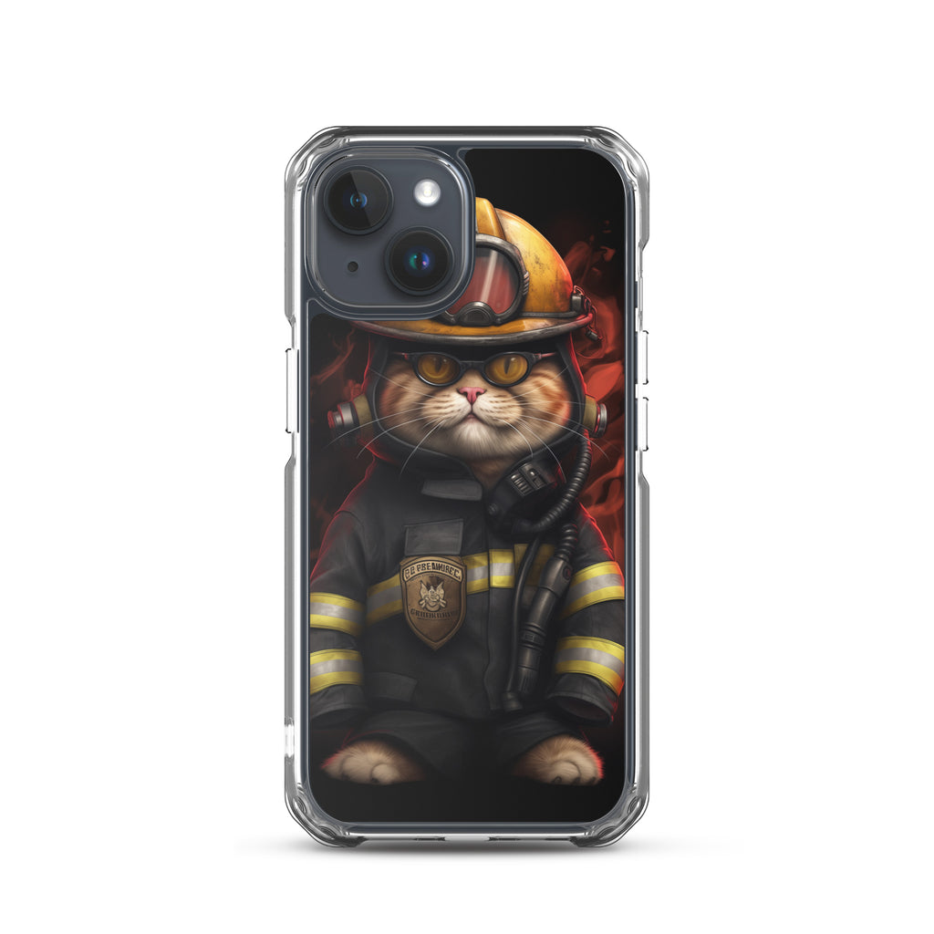 Firefighter Cat A Clear Case for iPhone