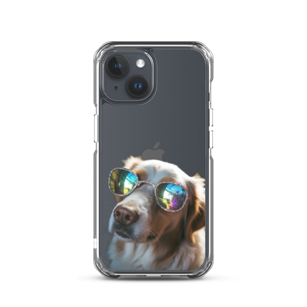 Glasses Dog L Clear Case for iPhone