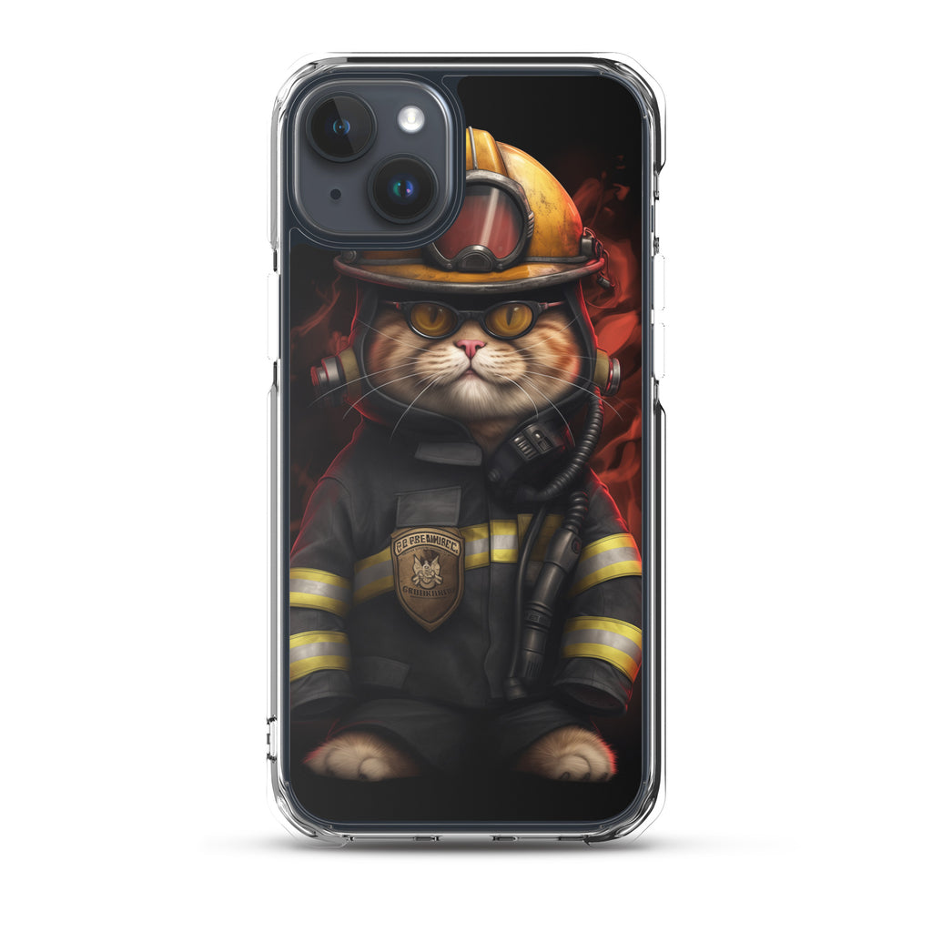 Firefighter Cat A Clear Case for iPhone