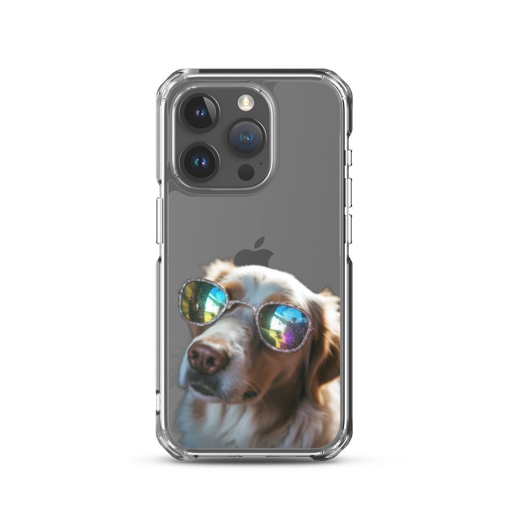 Glasses Dog L Clear Case for iPhone