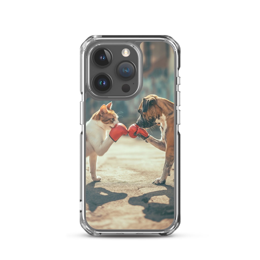 Boxing Dog n Cat F Clear Case for iPhone®