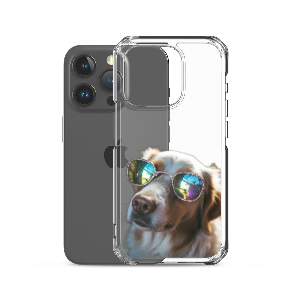 Glasses Dog L Clear Case for iPhone