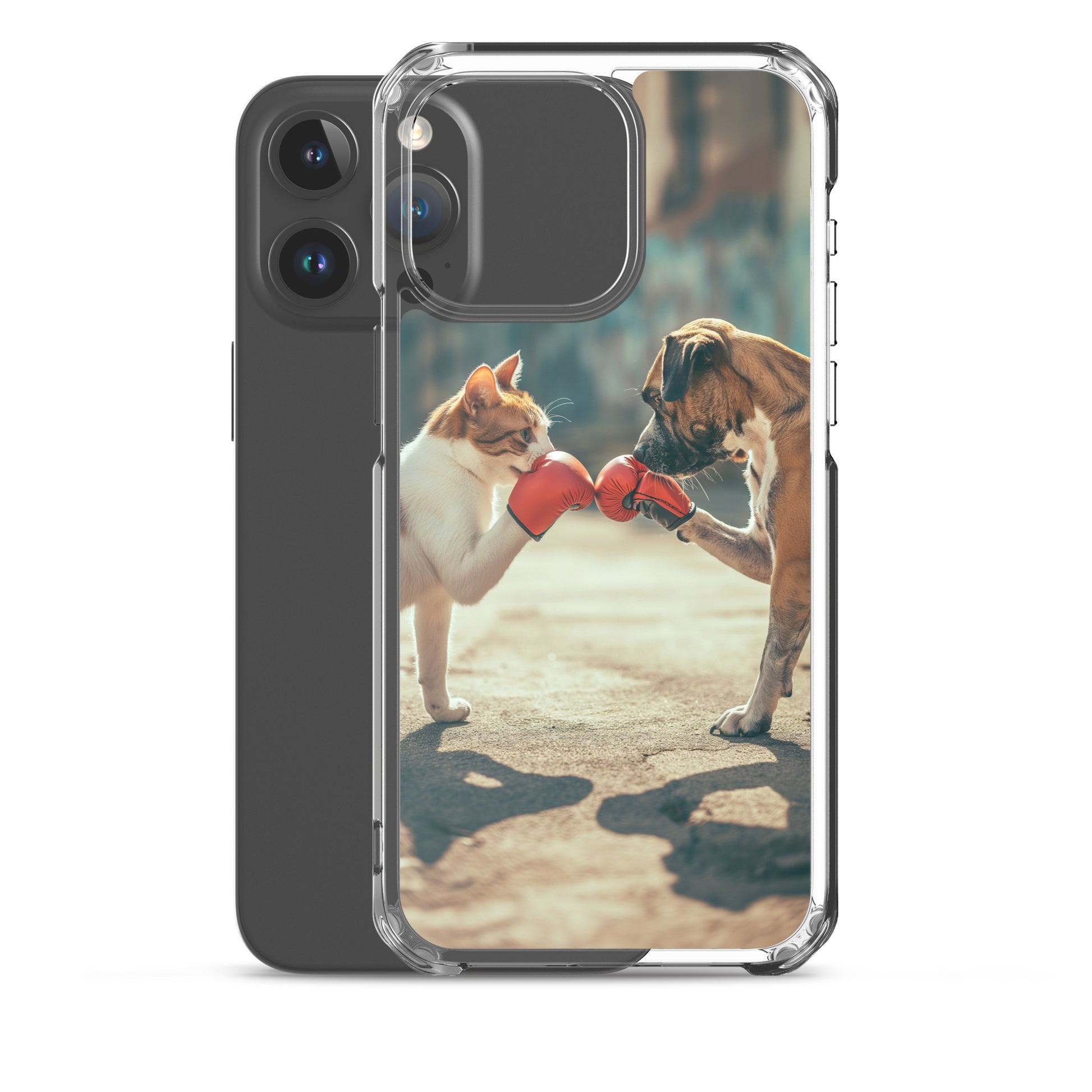 Boxing Dog n Cat F Clear Case for iPhone®