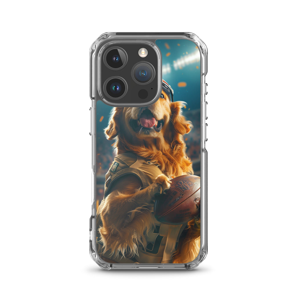 Golden Retriever Football-Themed Clear Case for iPhone®