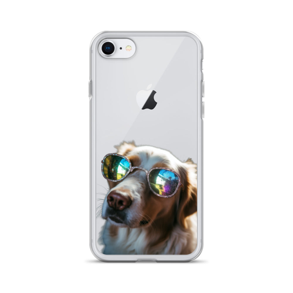 Glasses Dog L Clear Case for iPhone