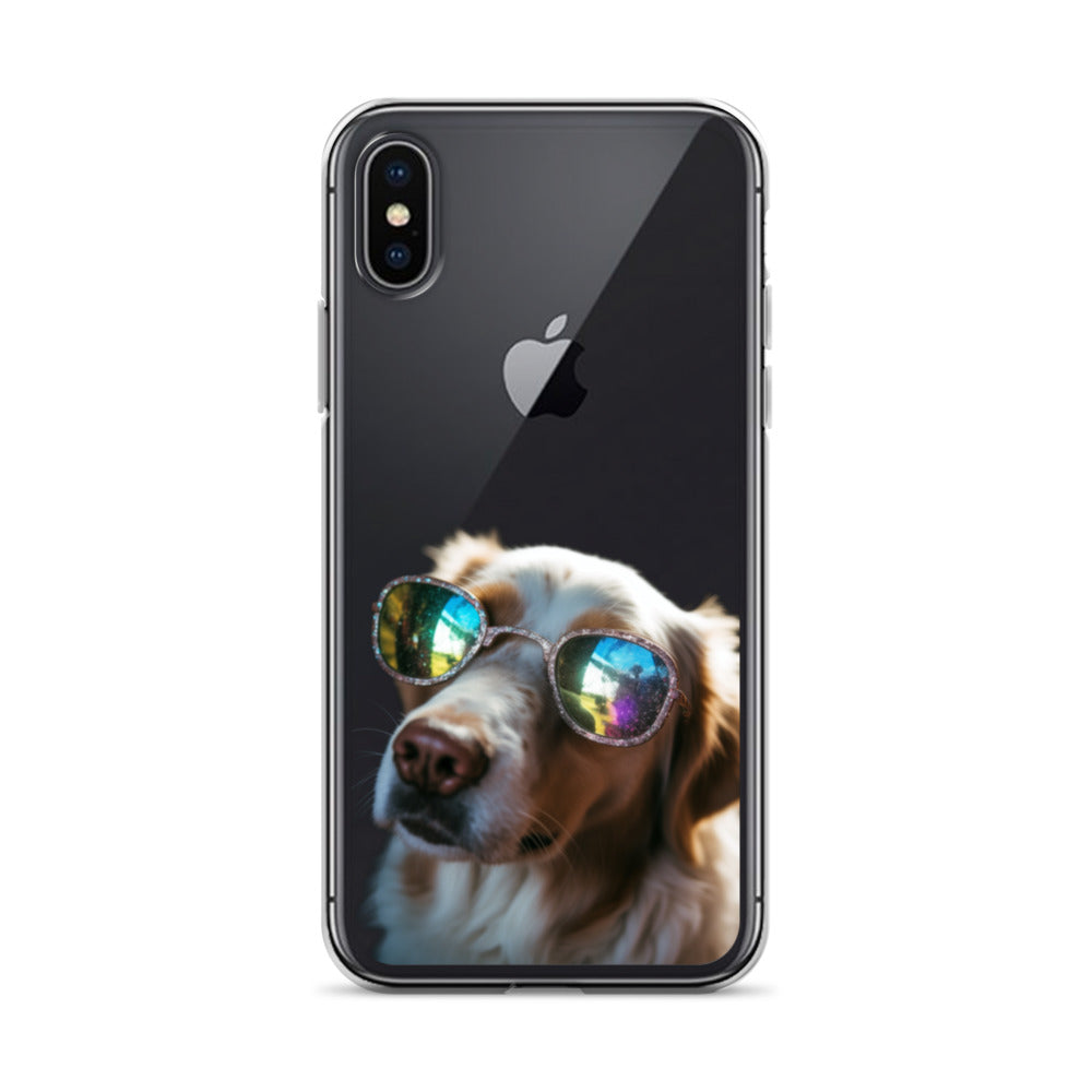 Glasses Dog L Clear Case for iPhone