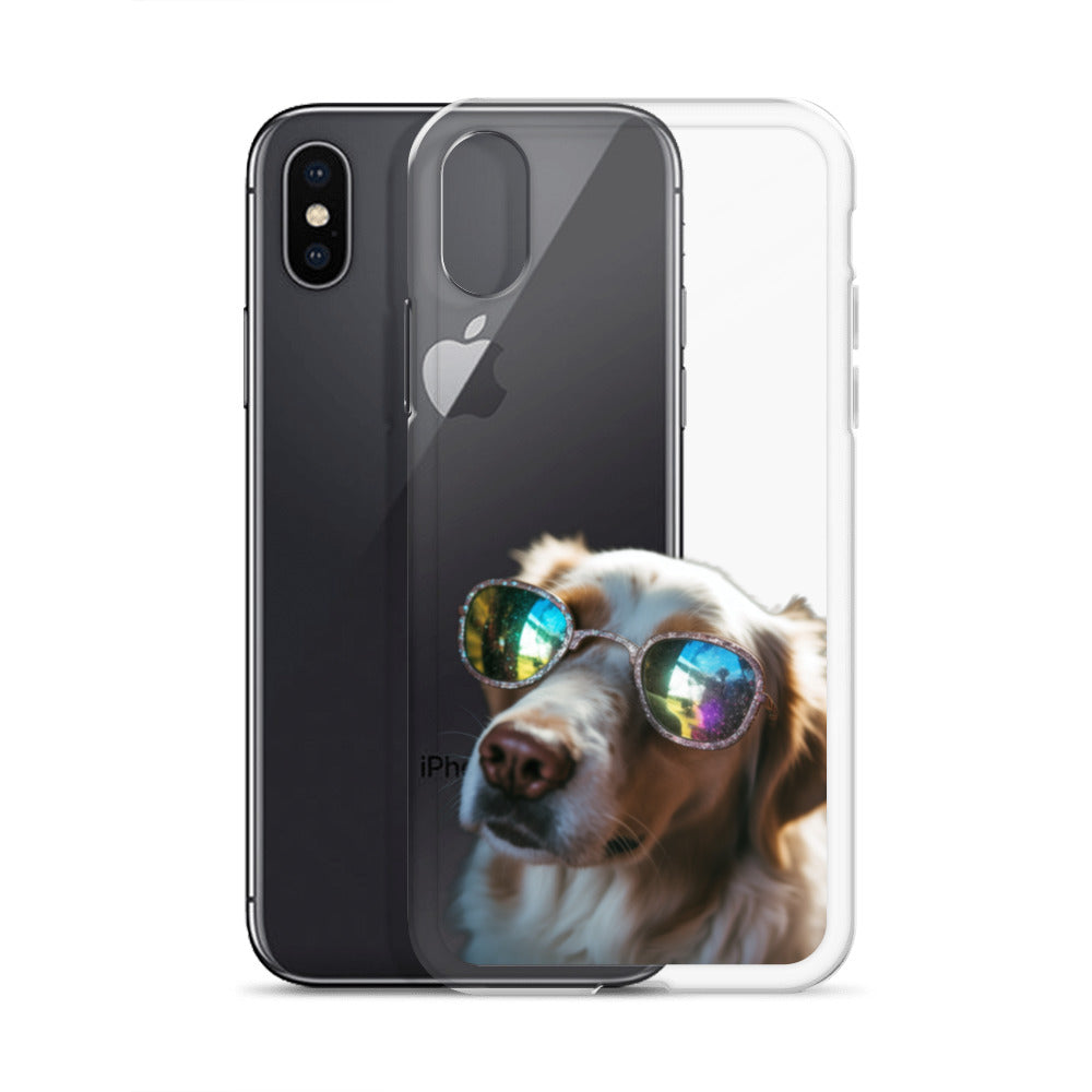 Glasses Dog L Clear Case for iPhone