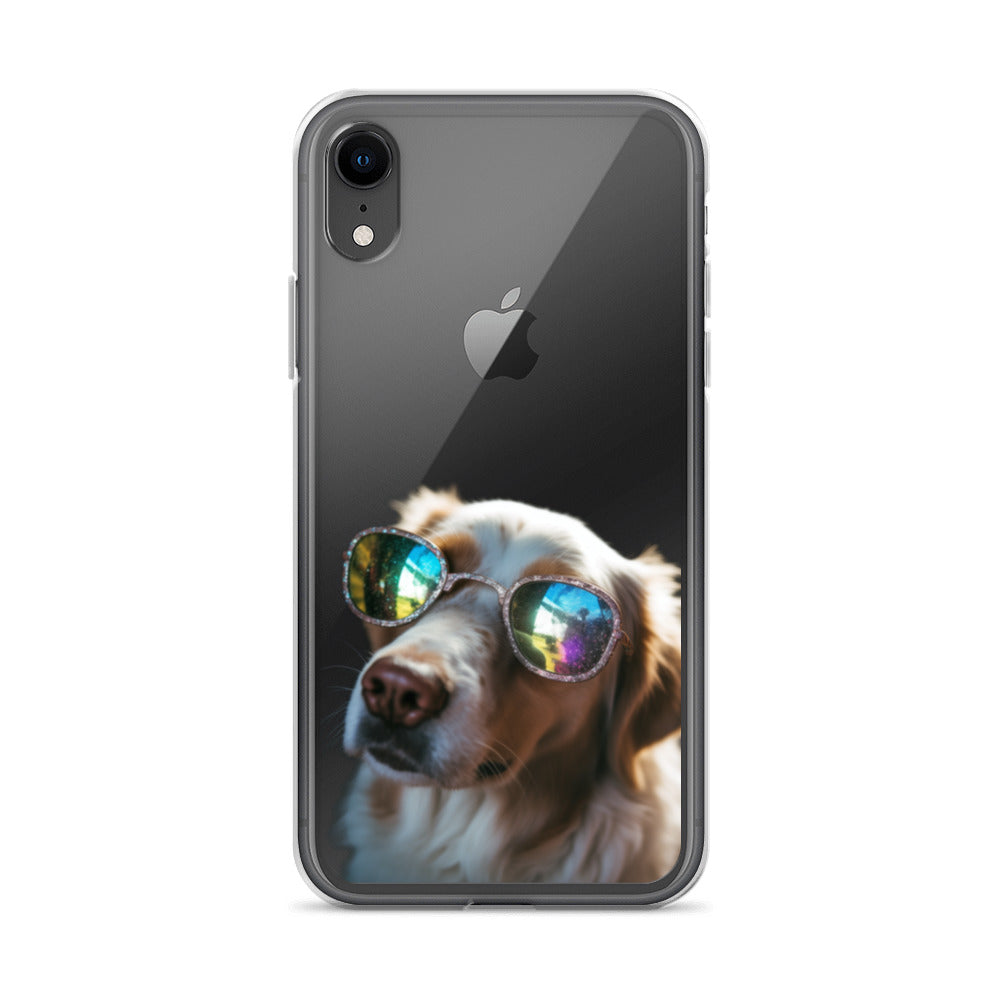 Glasses Dog L Clear Case for iPhone