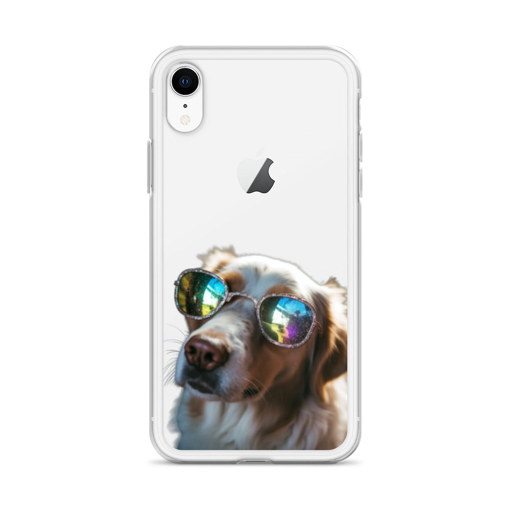 Glasses Dog L Clear Case for iPhone