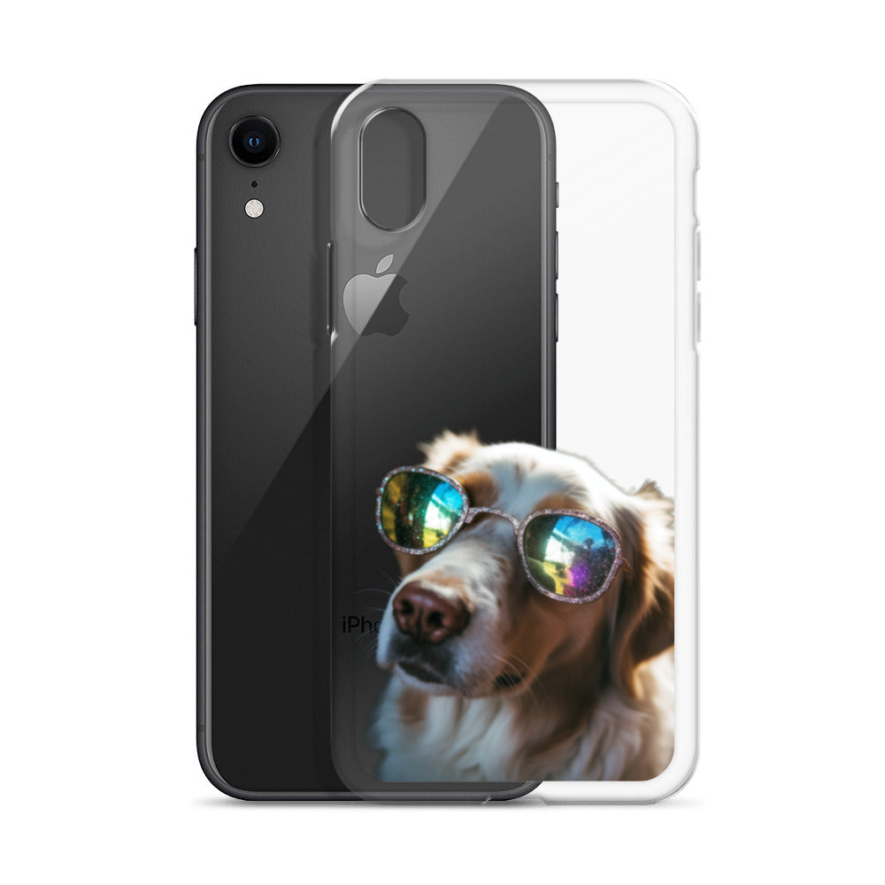 Glasses Dog L Clear Case for iPhone