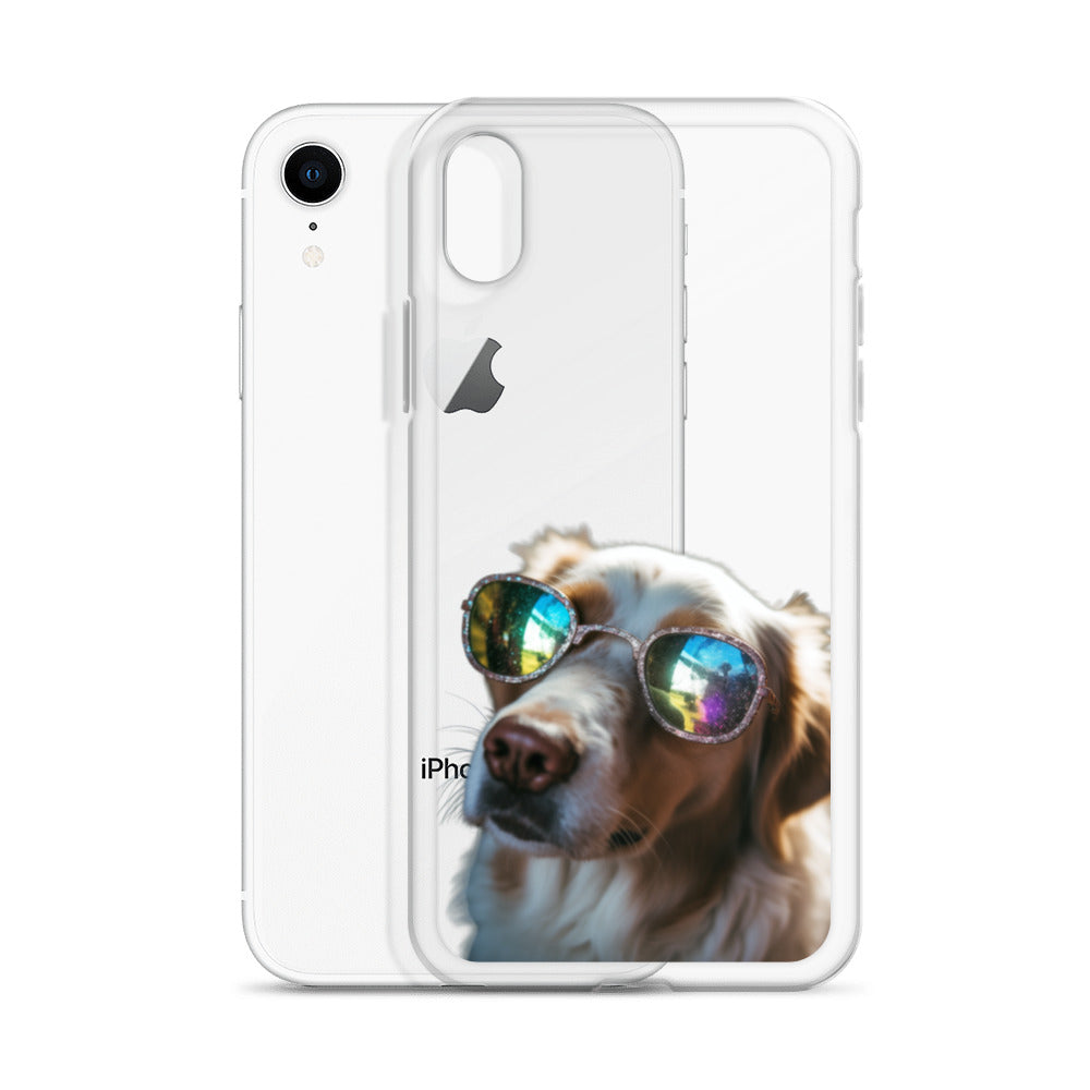 Glasses Dog L Clear Case for iPhone