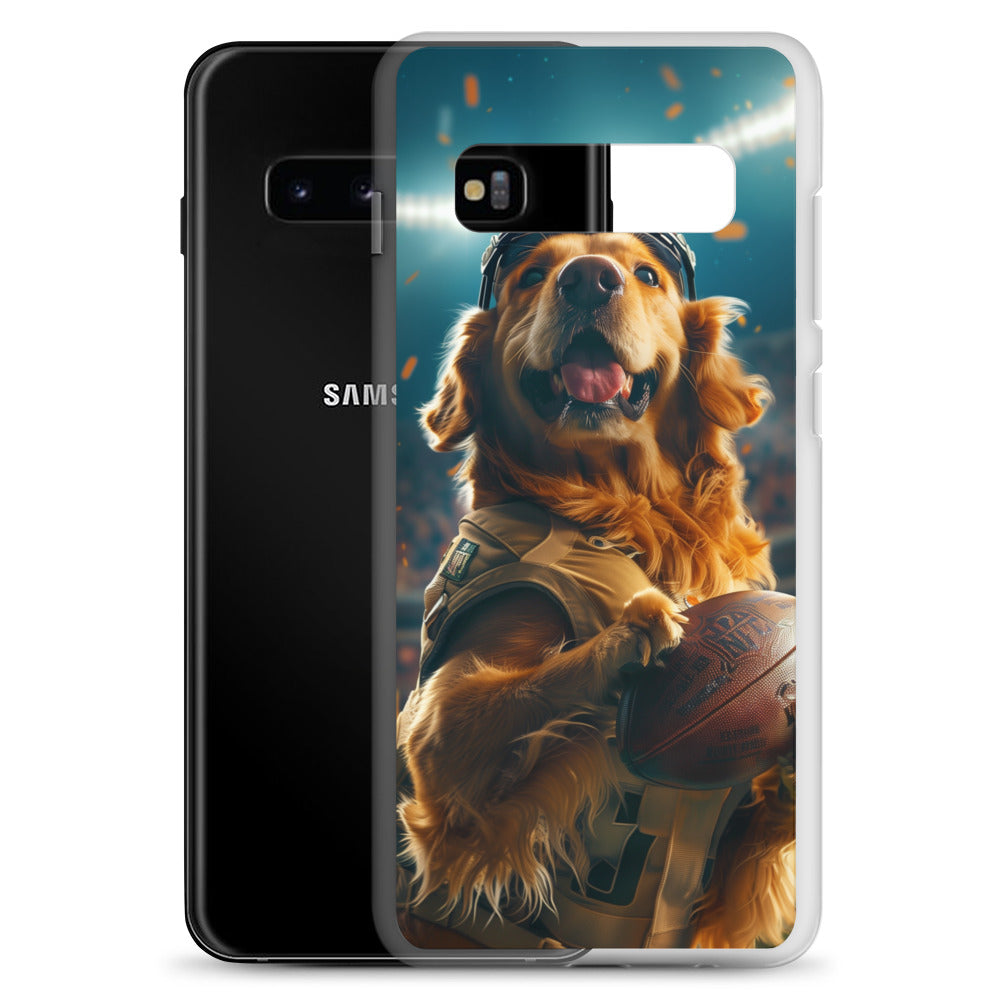 Golden Retriever Football-Themed Clear Case for Samsung®