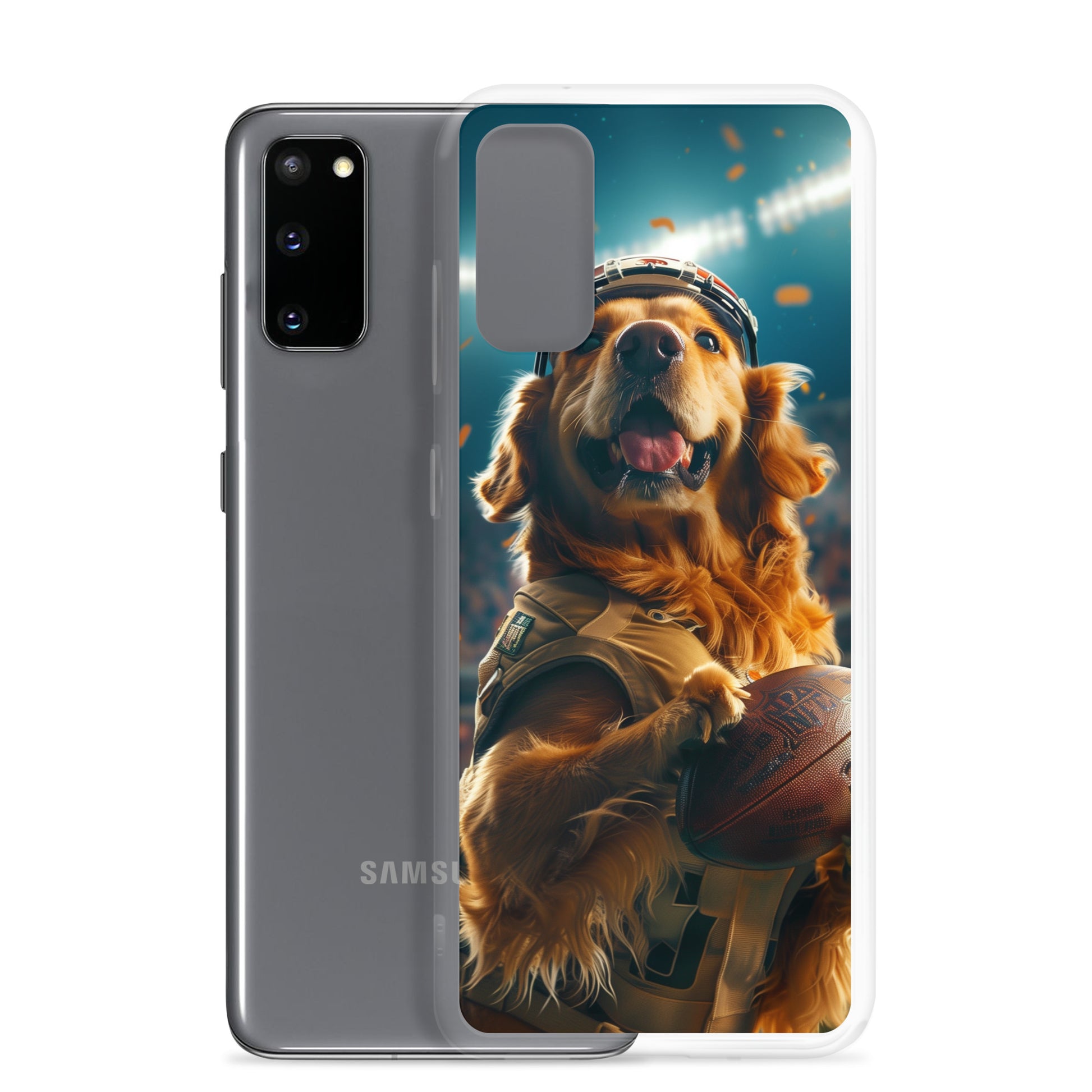 Golden Retriever Football-Themed Clear Case for Samsung®
