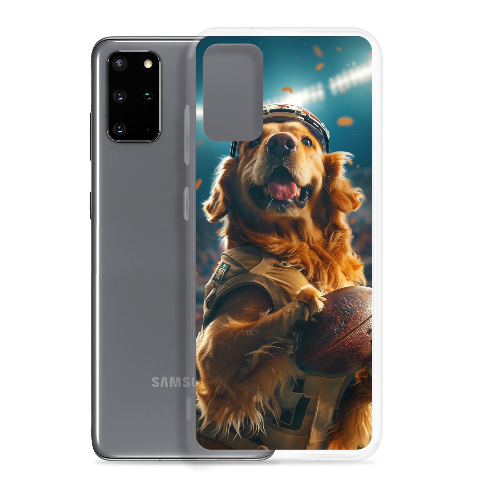 Golden Retriever Football-Themed Clear Case for Samsung®