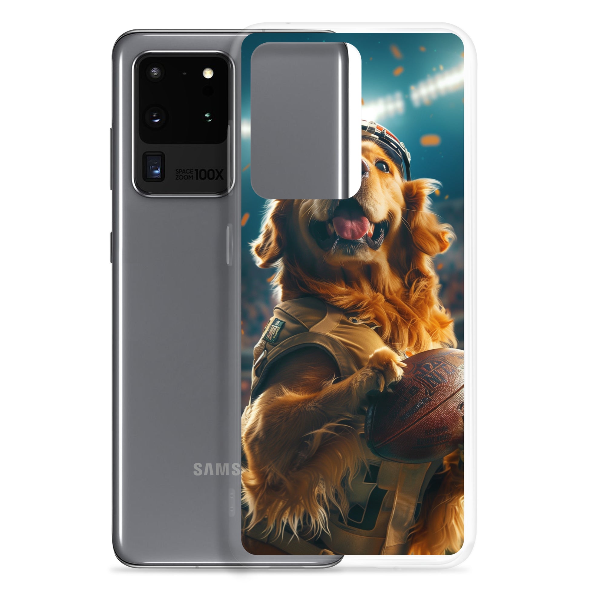 Golden Retriever Football-Themed Clear Case for Samsung®