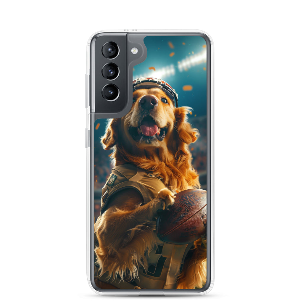 Golden Retriever Football-Themed Clear Case for Samsung®