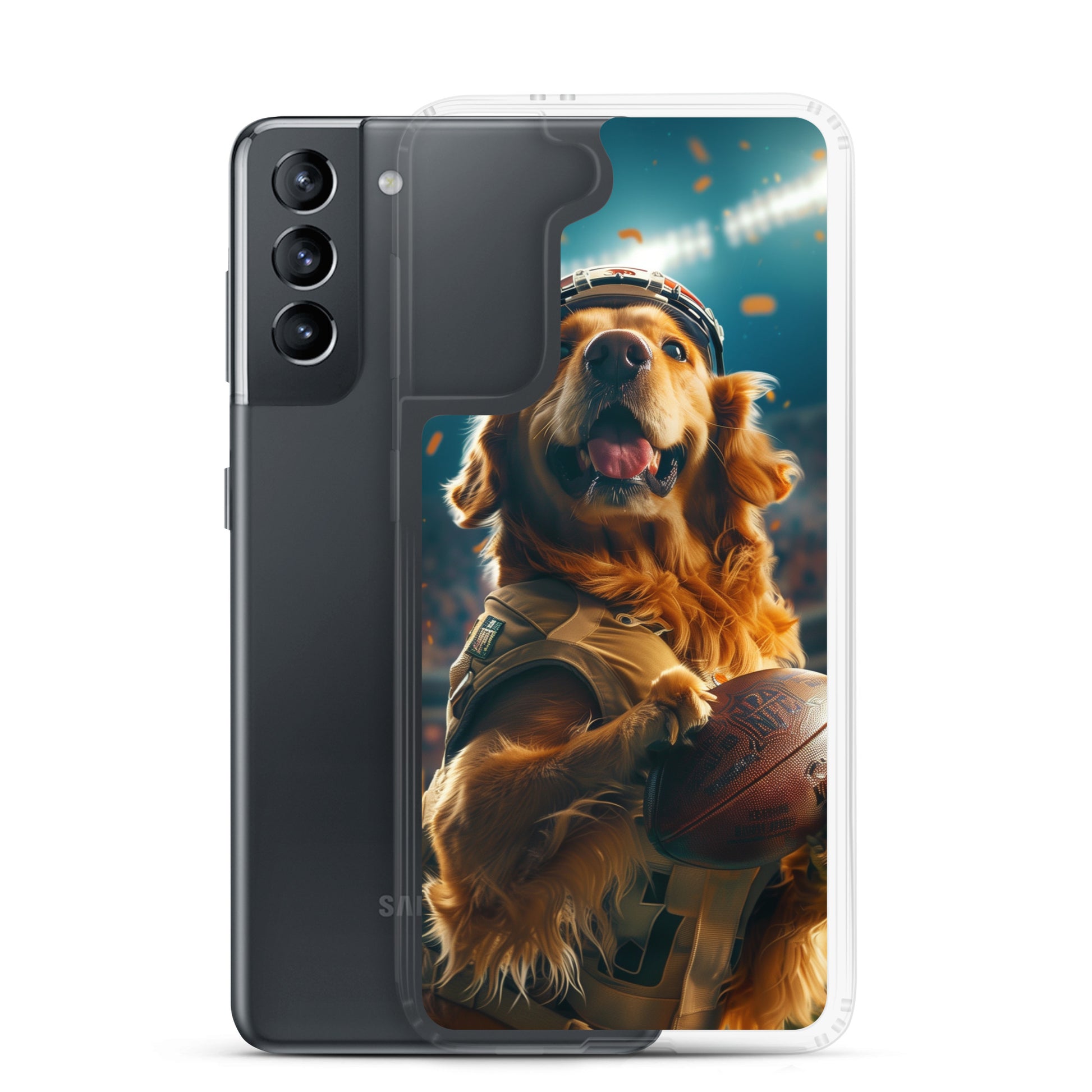 Golden Retriever Football-Themed Clear Case for Samsung®