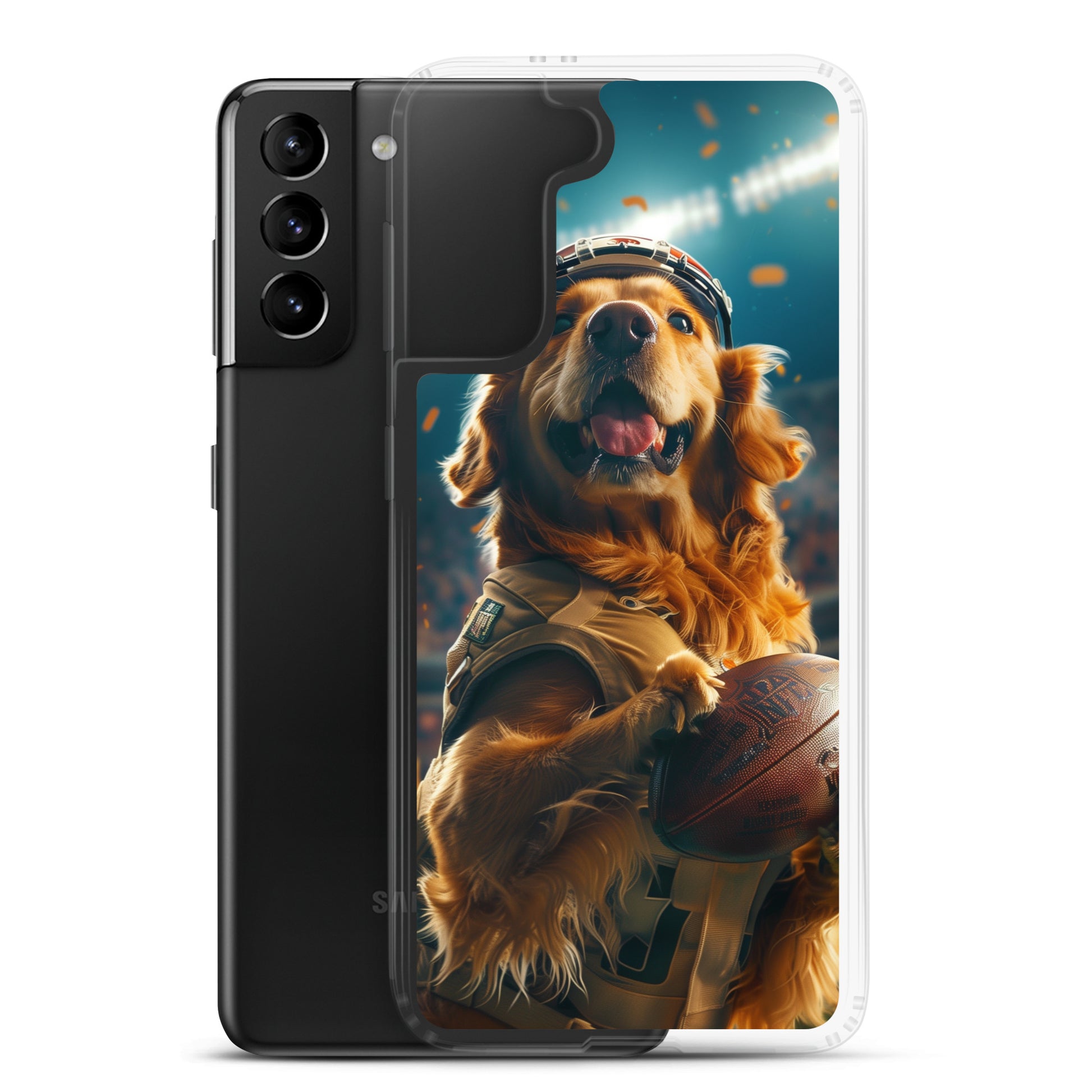 Golden Retriever Football-Themed Clear Case for Samsung®