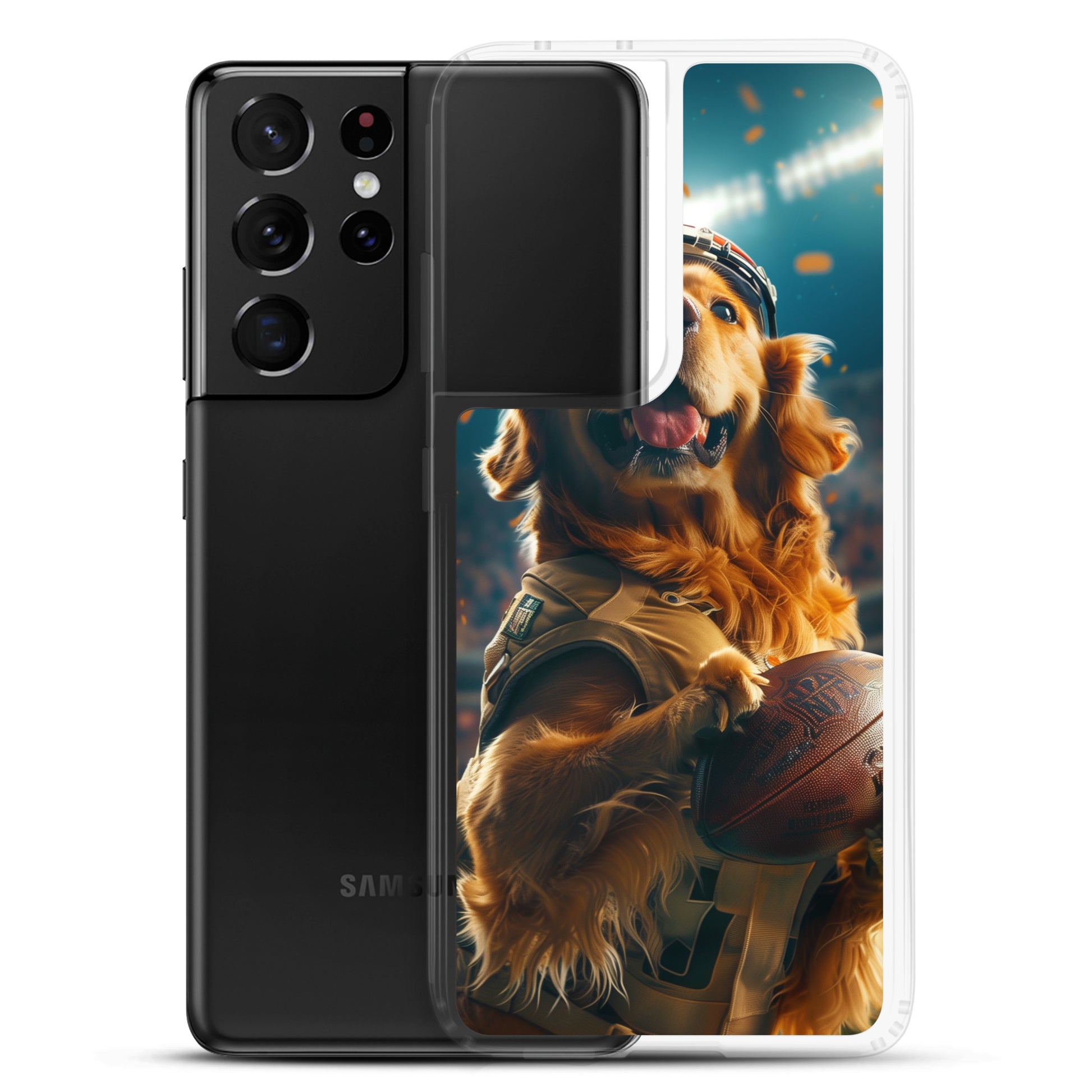 Golden Retriever Football-Themed Clear Case for Samsung®