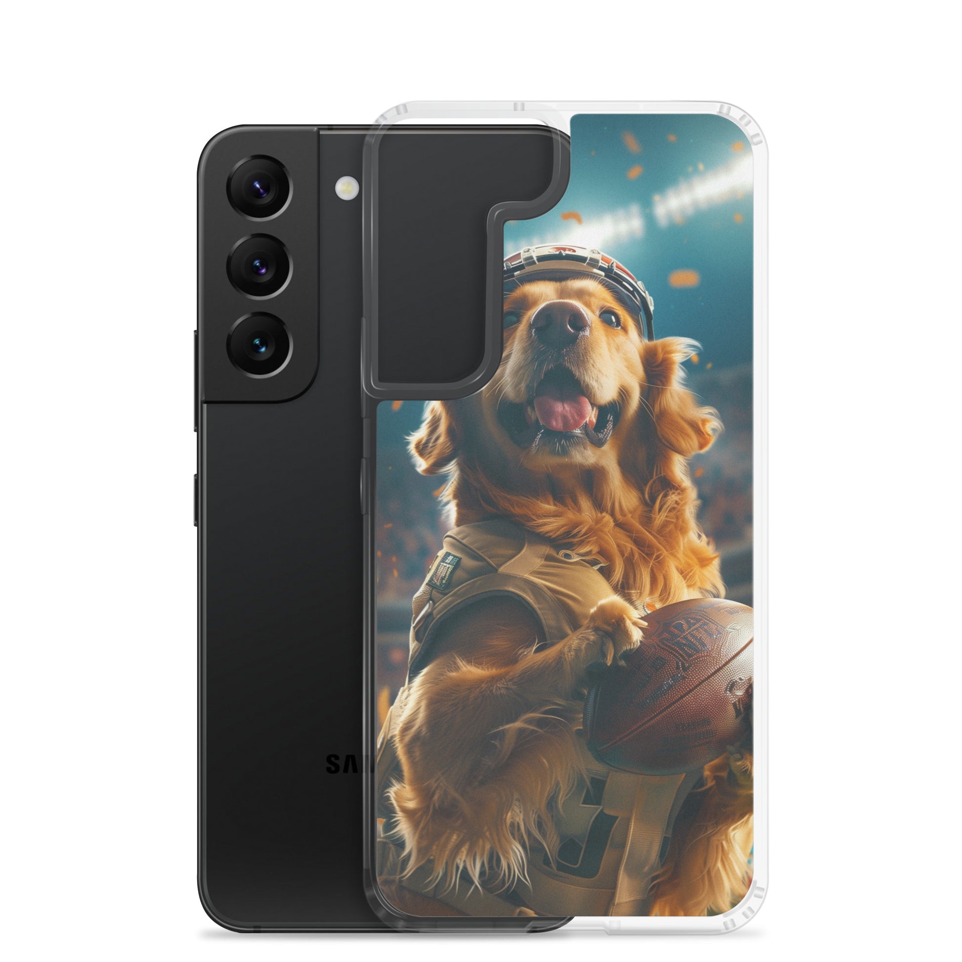 Golden Retriever Football-Themed Clear Case for Samsung®