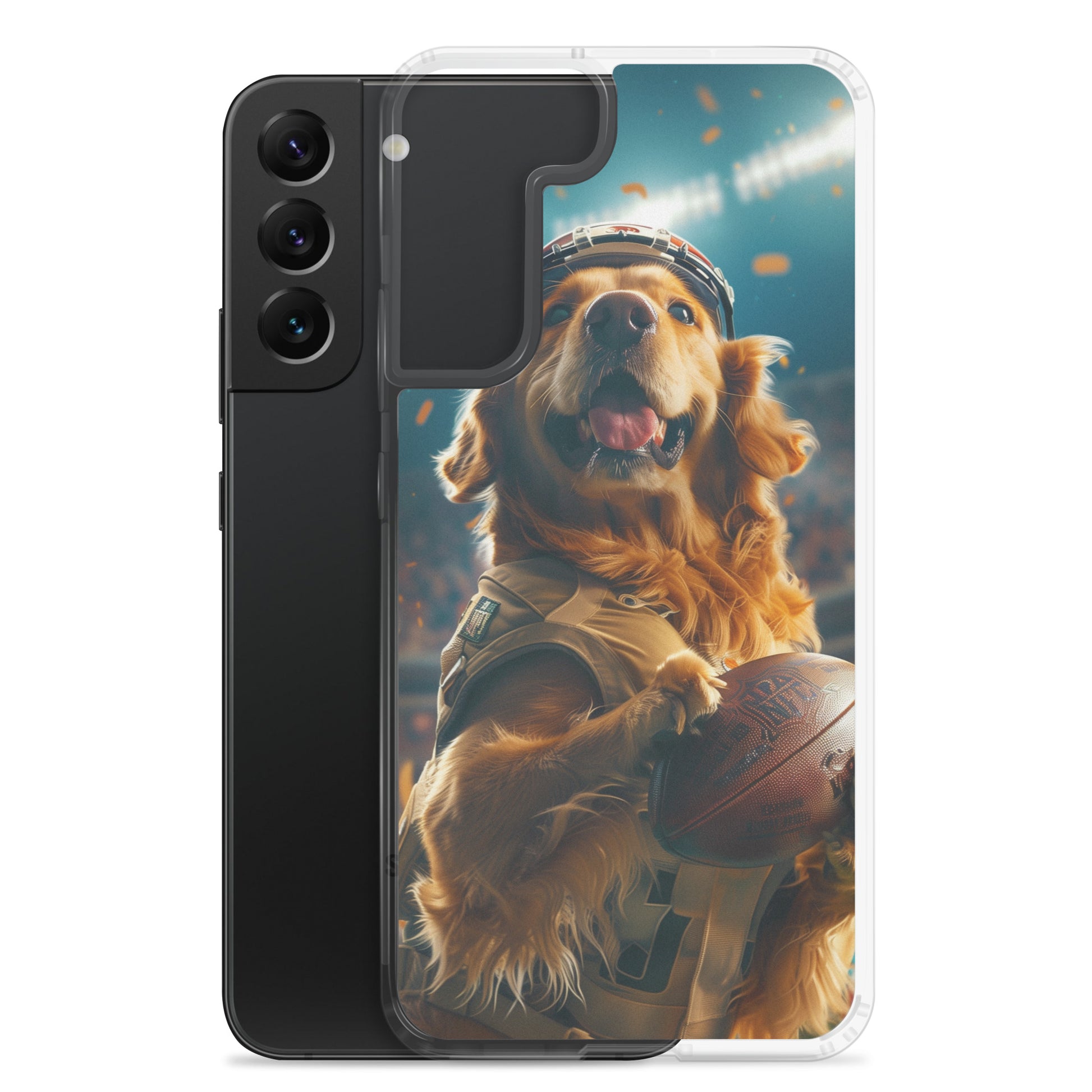 Golden Retriever Football-Themed Clear Case for Samsung®