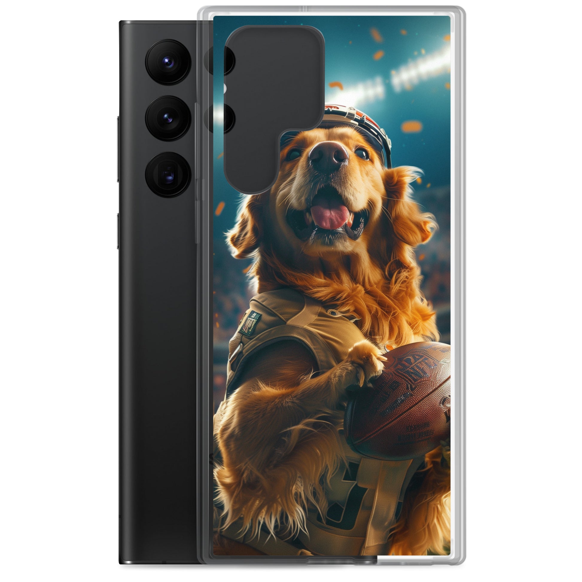 Golden Retriever Football-Themed Clear Case for Samsung®