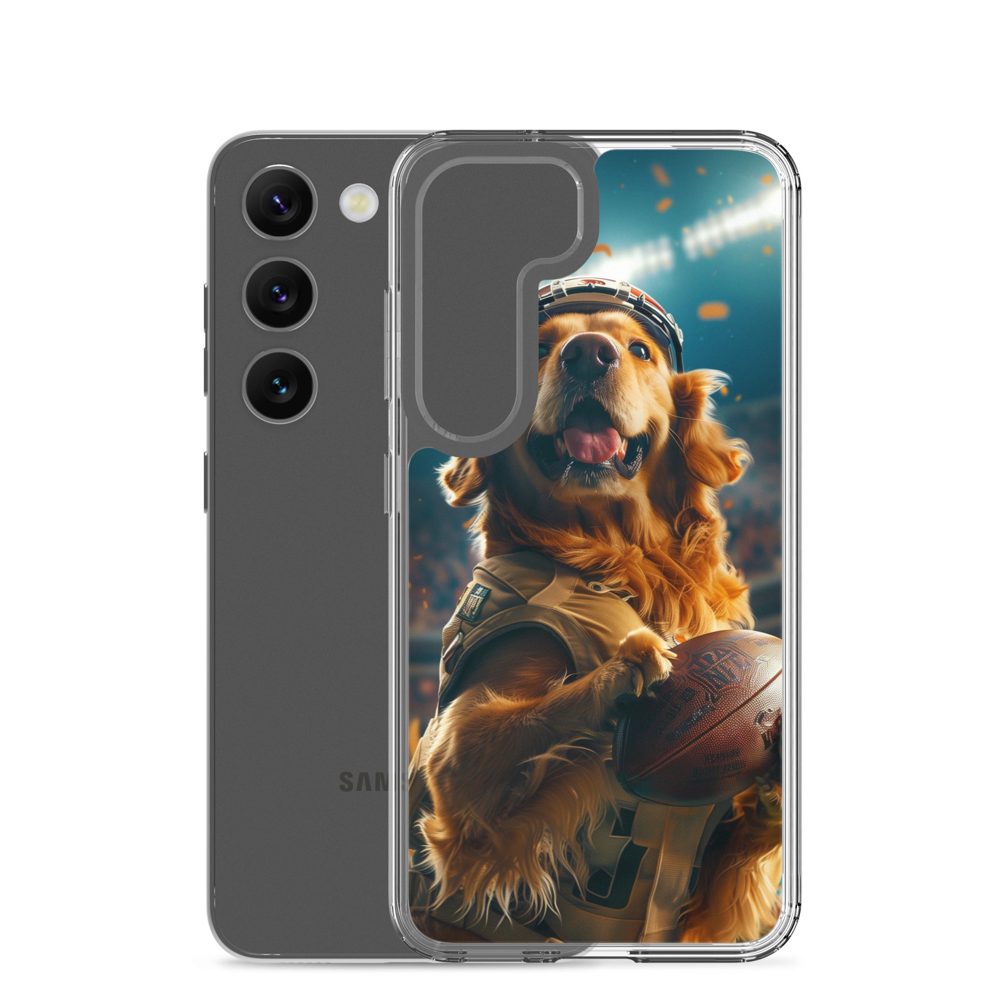 Golden Retriever Football-Themed Clear Case for Samsung®