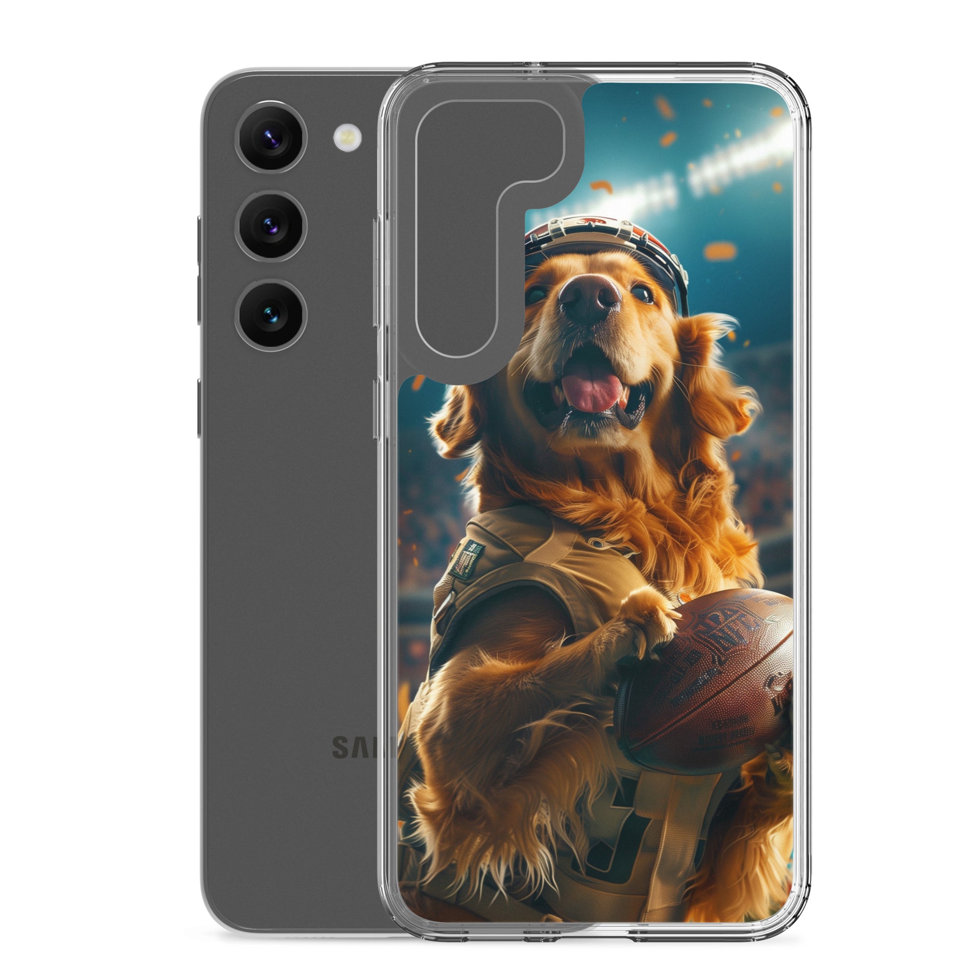 Golden Retriever Football-Themed Clear Case for Samsung®