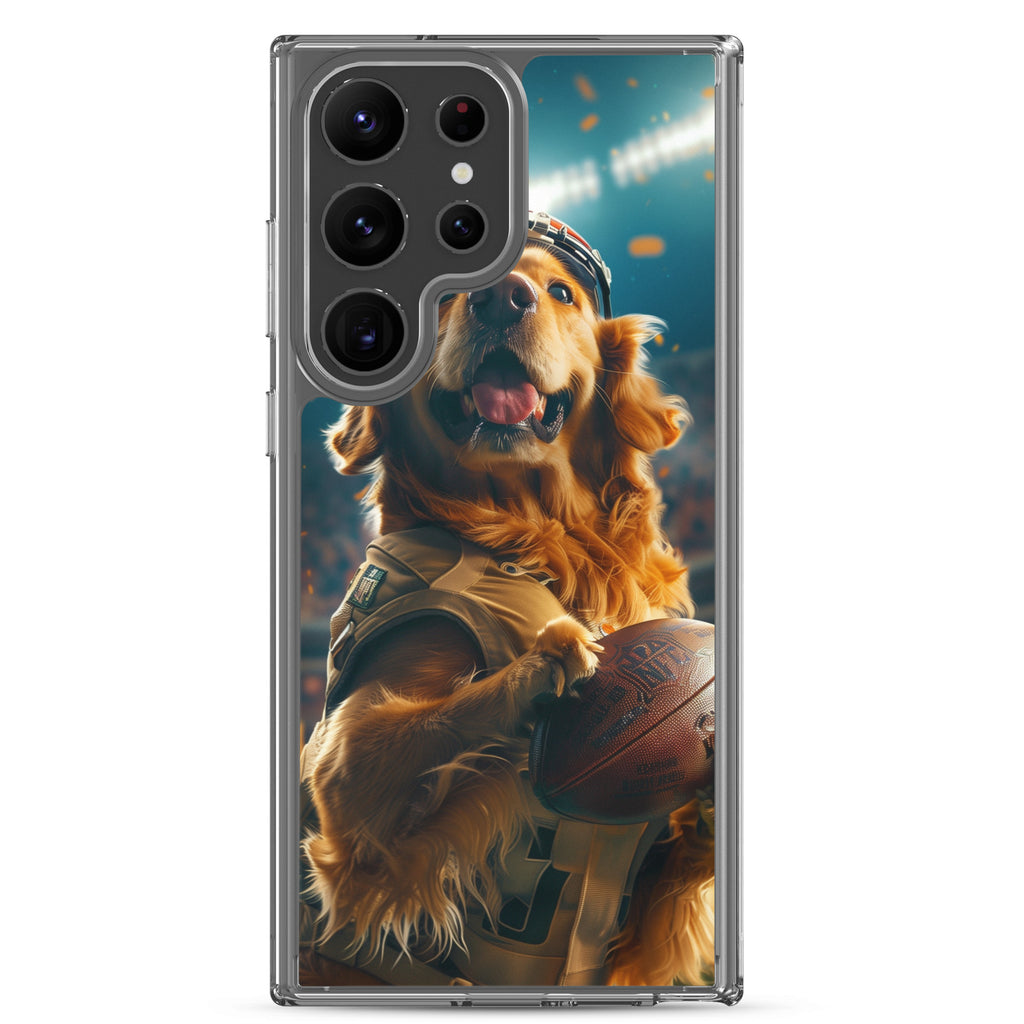 Golden Retriever Football-Themed Clear Case for Samsung®