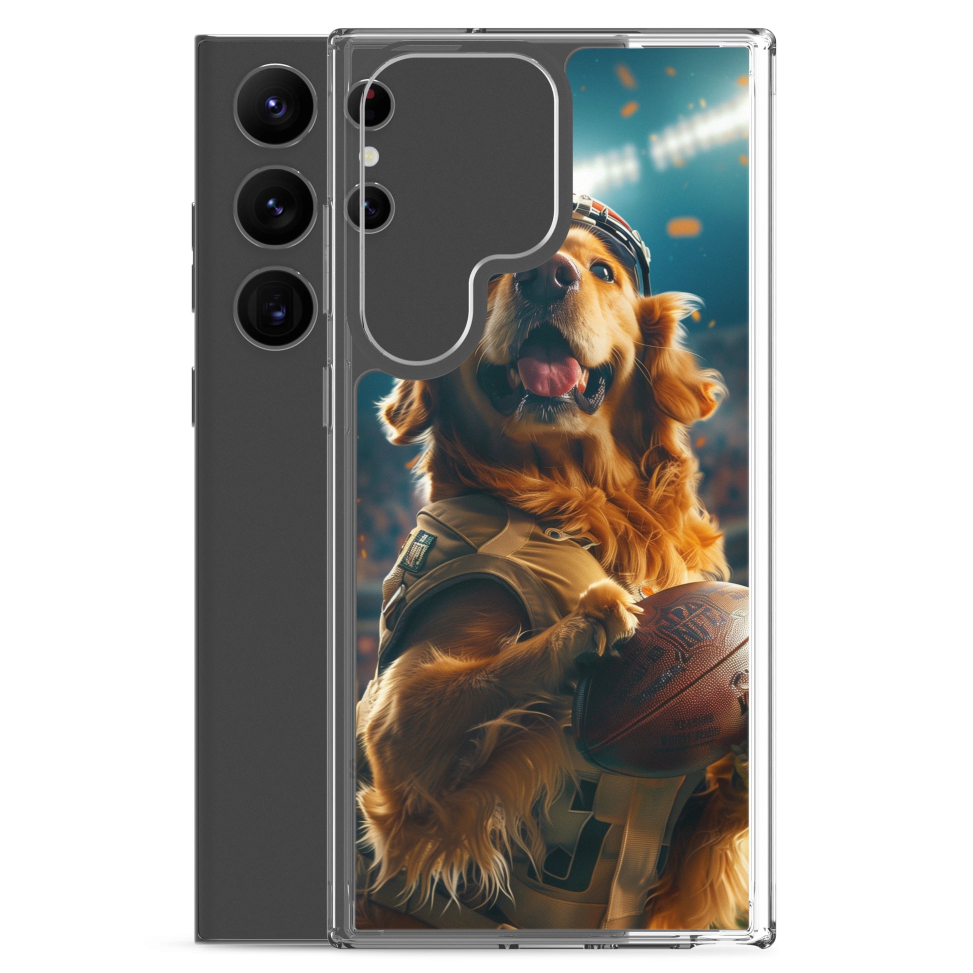 Golden Retriever Football-Themed Clear Case for Samsung®