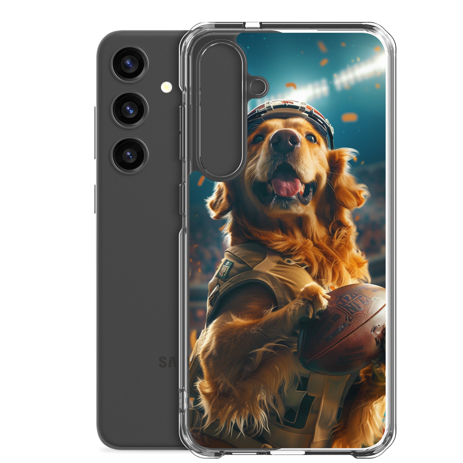 Golden Retriever Football-Themed Clear Case for Samsung®