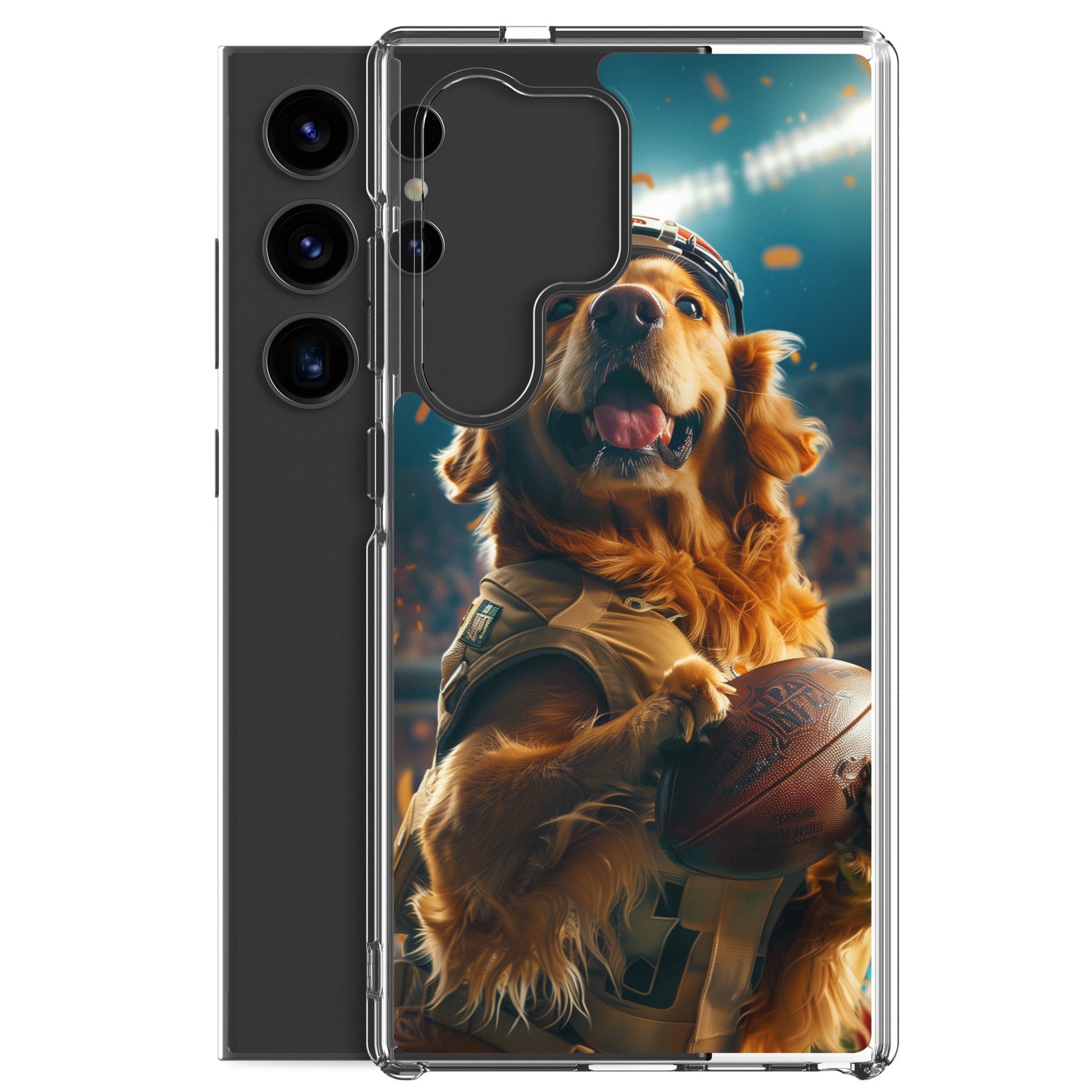 Golden Retriever Football-Themed Clear Case for Samsung®